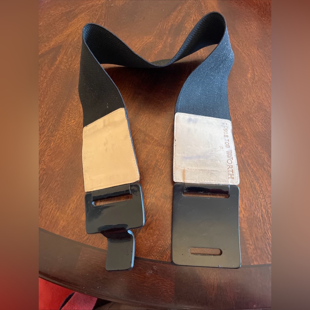 Worth New York Black Patent Leather Waist Elastic Belt Size P (SX) - Picture 3 of 5